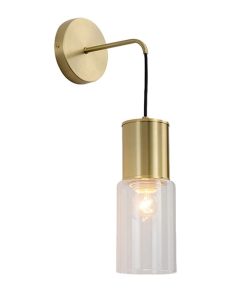 IM1 LAMPARA APLIQUE DORADO VIDRIO CILINDRO TRANSPARENTE 26897A-1W 1L E27