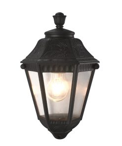 IM1 LAMPARA FAROL PARED NEGRO DIFUSOR TRANSPARENTE 56031A-BK NEGRA 1L E27 PLASTICO
