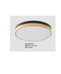 IM1 LAMPARA PLAFON LED CIRCULAR BORDE NEGRO/DORADO DIFUSOR BLANCO 32025B-CM 18W 3000K LUZ CALIDA