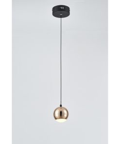 IM1 LAMPARA COLGANTE LED BASE NEGRA ESFERA DORADA DEC-1401E-1 7W 3000K L/CALIDA