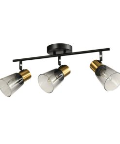 IM1 LAMPARA T/RIEL DIRIGIBLE BASE NEGRA/BRONCE VDRIO AHUMADO P-10001C 3L E27