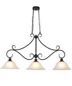 IM1 LAMPARA COLGANTE LINEAL NEGRA CAMPANAS DE VIDRIO BLANCAS T-20054A 3L E27