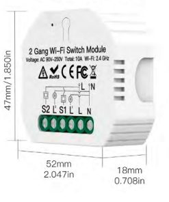 GEL SMART SWITCH OCULTO WIFI 2 CARGAS GE-SM105-2C