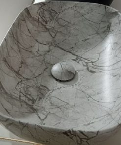 KTH LAVATORIO BOWL SEMI RECTANG ACABADO MARMOL GRIS C/DESAGUE 455*325*135MM 100783