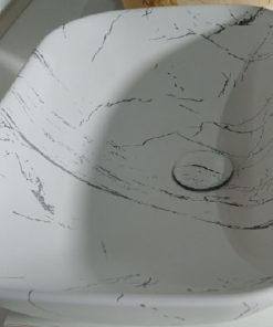 KTH LAVATORIO BOWL RECTANGULAR ACABADO MARMOL BLANCO C/DESAGUE 510*340*130MM 107031