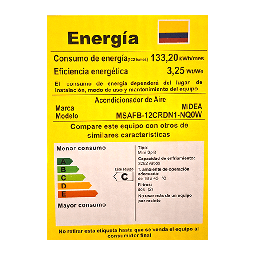 AIRE ACONDICIONADO MINI SPLIT INVERTER 12000 BTU 220V EFICIENCIA 17S R410A MIDEA SILK - Imagen 6