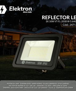 REFLECTOR LED ELEKTRON 50W VT-FL 205B W-S 6 – CÓD: 254