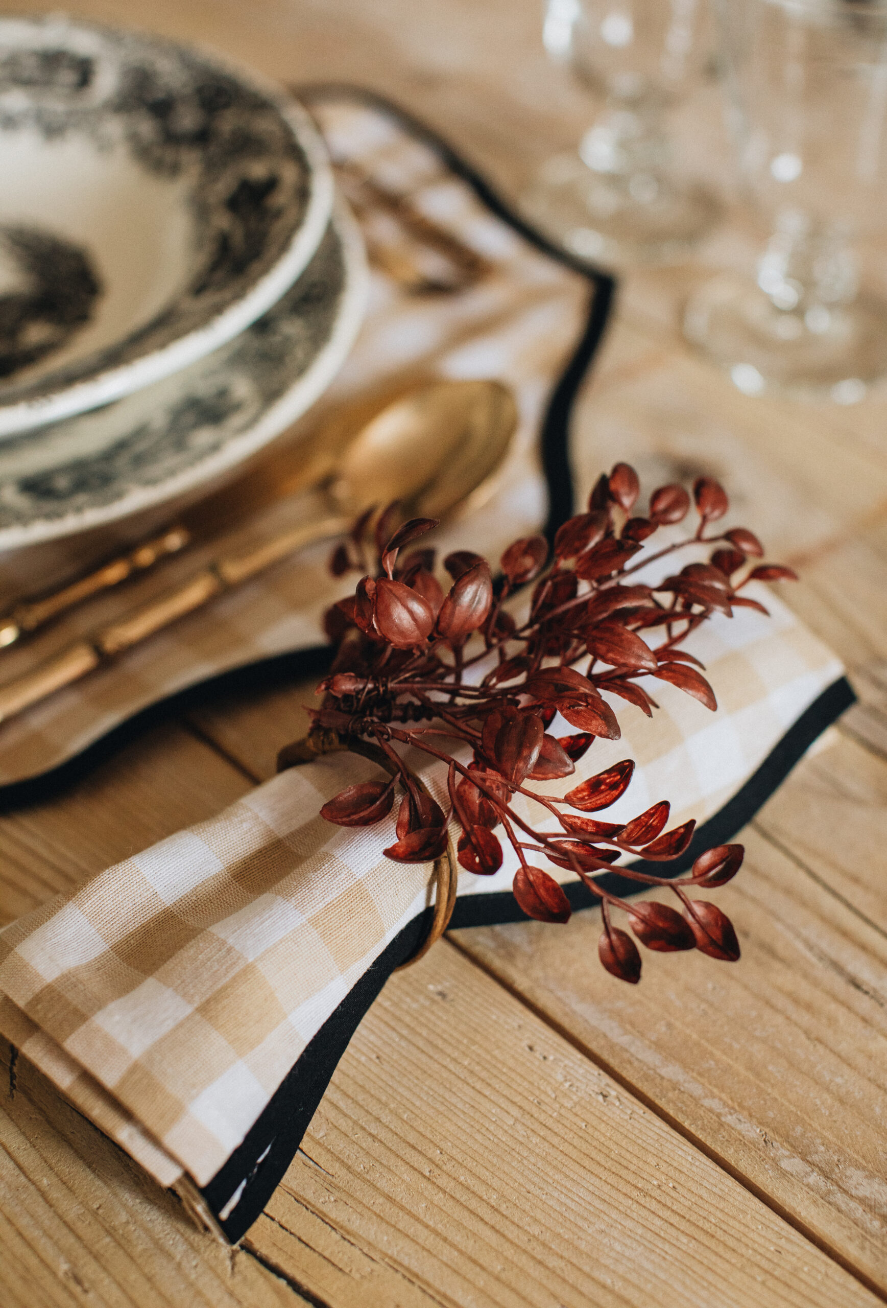 SERVILLETA VICHY BEIGE - Imagen 2