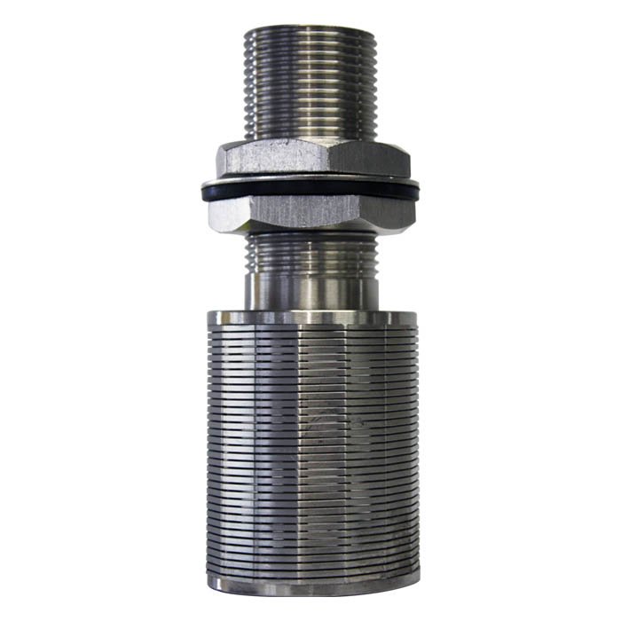 Tobera tipo Johnson de acero inoxidable AI-316L, rosca 1″ Recta. (1 pza.)